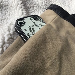 Banana Republican Khaki skirt black pleather trim